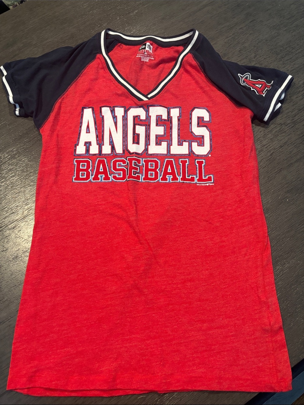 New Era Red and Navy Angels Baseball Short Sleeve Tee